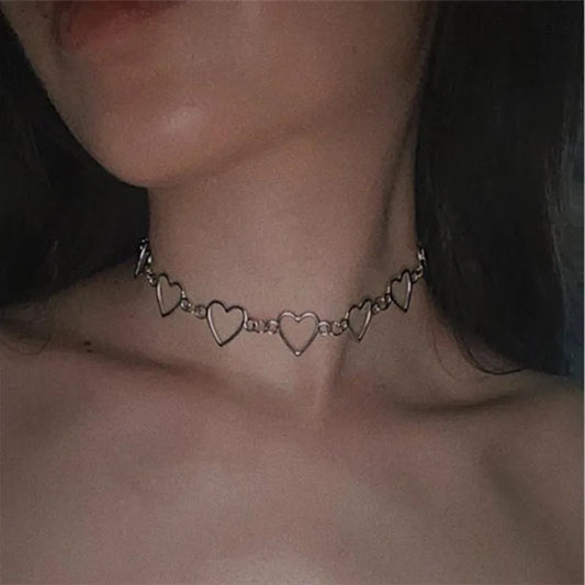 New Hollow Sweet Love Heart Choker Necklace