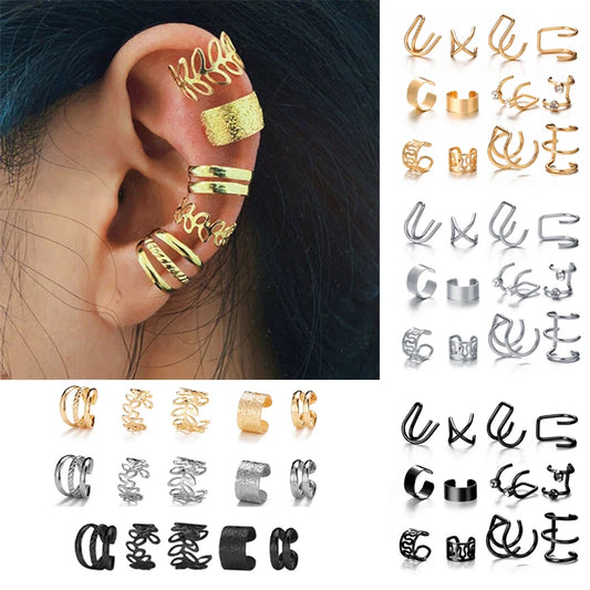 Gold Silver Color Leaves Clip Earring for Women