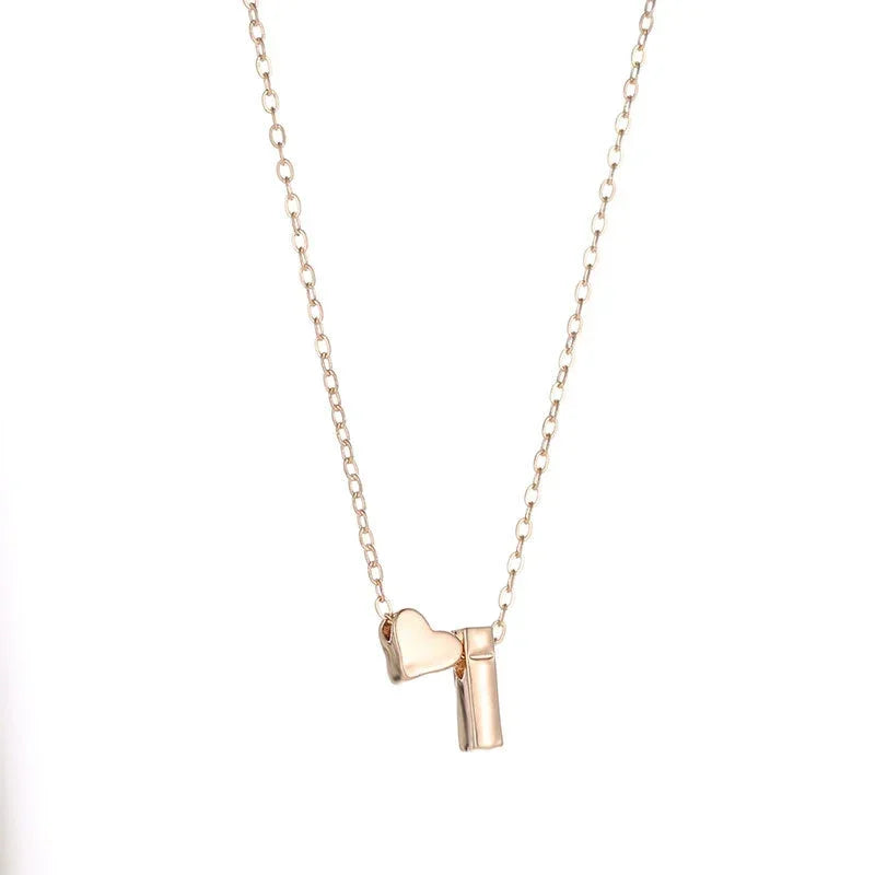 Tiny Heart Dainty Initial Necklace Gold Silver Color Letter Name Choker