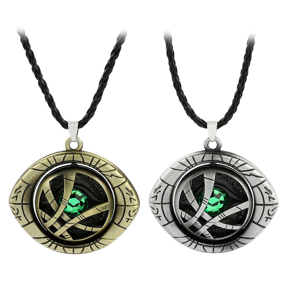 Marvel Avengers Dr Strange Necklace Men Doctor Strange Infinity Time Stones Eye of Agamotto Rotatable Necklace