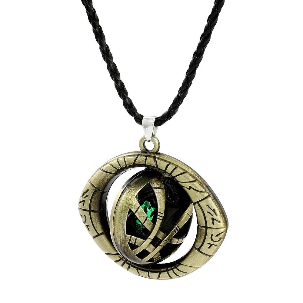 Marvel Avengers Dr Strange Necklace Men Doctor Strange Infinity Time Stones Eye of Agamotto Rotatable Necklace