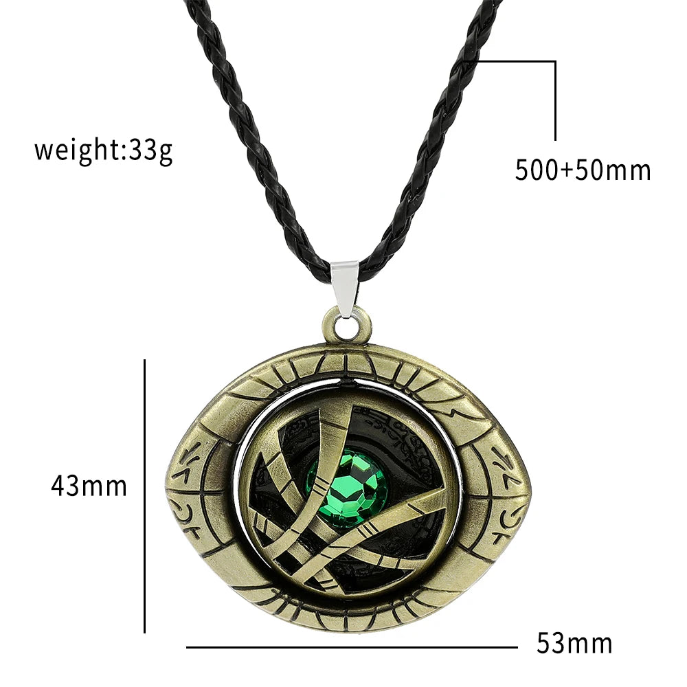 Marvel Avengers Dr Strange Necklace Men Doctor Strange Infinity Time Stones Eye of Agamotto Rotatable Necklace