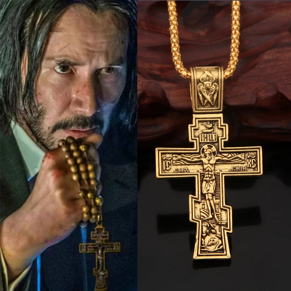 Movie John Wick Jesus Cross Necklace Crucifix